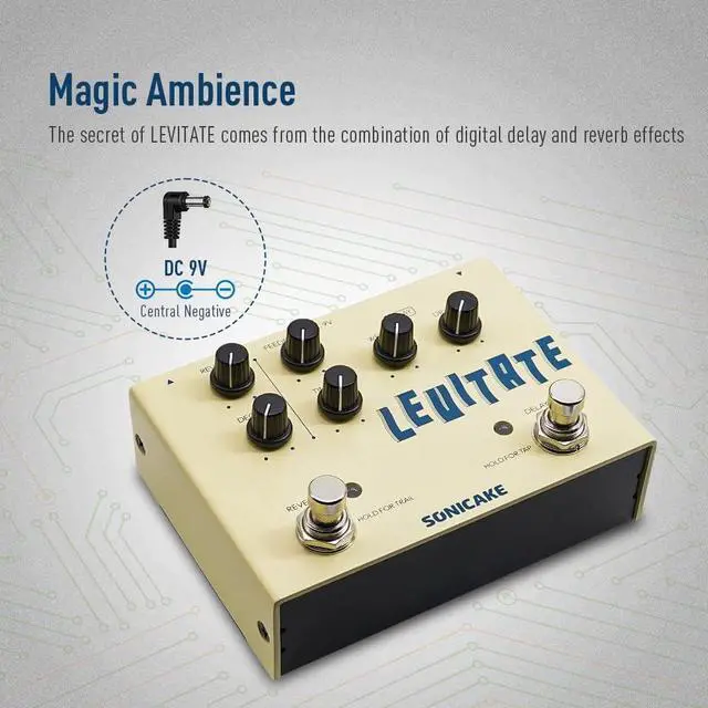 Alt view image 2 of 7 - Delay Reverb 2 in 1 Guitar Effects Pedal Digital Levitate