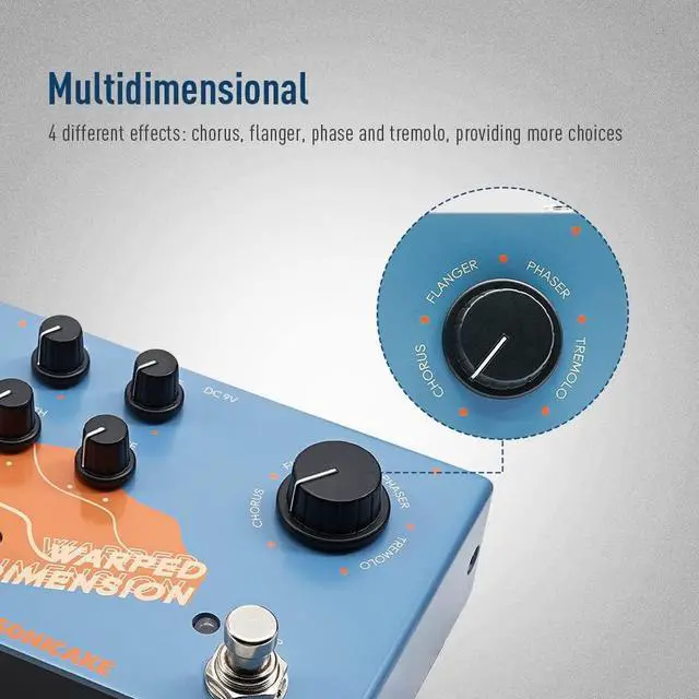 Alt view image 3 of 7 - Modulation Guitar Effects Pedal 4 Mode of Chorus, Flanger, Phaser & Tremolo Digital Warped Dimension