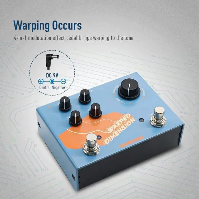 Alt view image 2 of 7 - Modulation Guitar Effects Pedal 4 Mode of Chorus, Flanger, Phaser & Tremolo Digital Warped Dimension