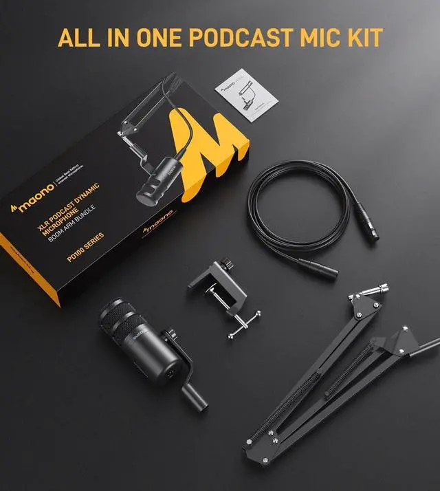 Alt view image 7 of 7 - XLR Podcast Dynamic Microphone, Cardioid Studio Mic with Boom Arm for Vocal Recording,Streaming,Gaming, Voice Isolation Technology, Metal Mic, Works for Audio Interface, Mixer-PD100S