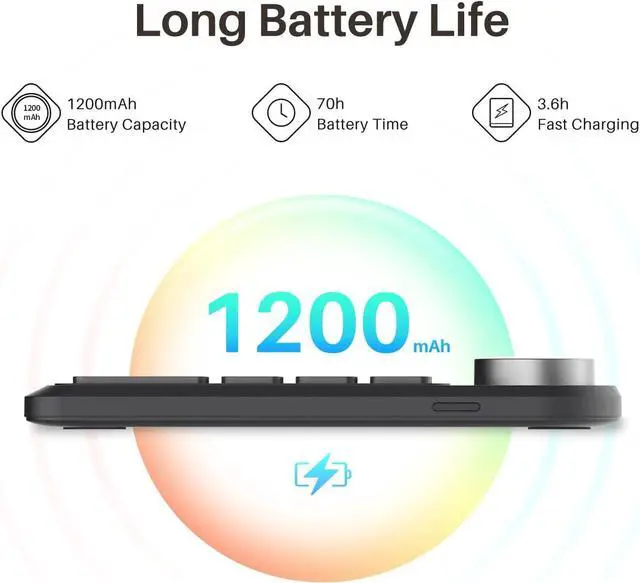 Alt view image 5 of 7 - Keydial Mini Bluetooth Programmable Keypad with Dial 5 Keys Anti-ghosting 18 Customized Keys, Wireless Shortcut Keyboard for Drawing Tablet, PC, MacBook, Surface Pro, Laptops