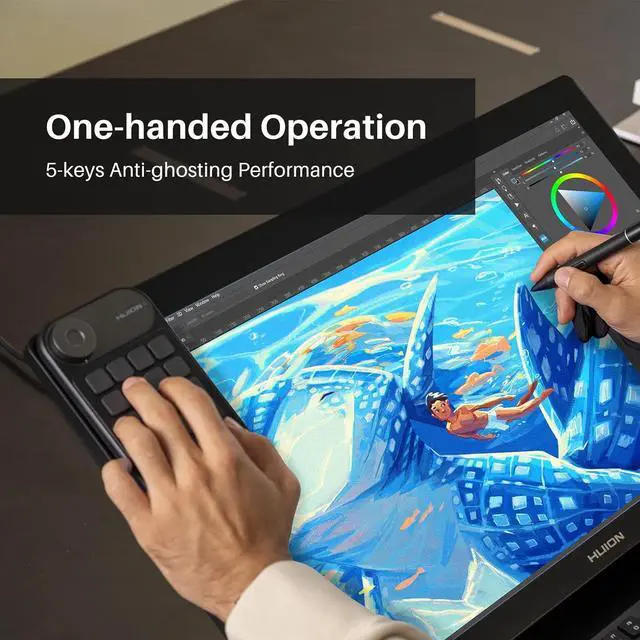 Alt view image 4 of 7 - Keydial Mini Bluetooth Programmable Keypad with Dial 5 Keys Anti-ghosting 18 Customized Keys, Wireless Shortcut Keyboard for Drawing Tablet, PC, MacBook, Surface Pro, Laptops