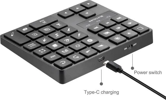 Alt view image 3 of 5 - Bluetooth Keypad for iPad Procreate, Wireless Rechargeable Keyboard for Procreate, and Drawing Shortcuts for iPad and Graphic Tablets (Black)