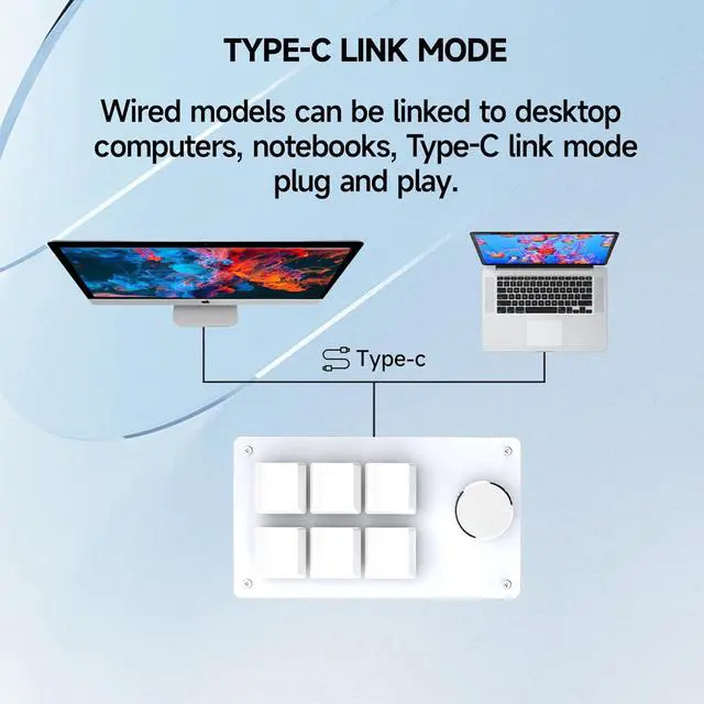 Alt view image 7 of 7 - Programmable Macro Keyboard,6 Key Macro Mechanical Gaming Macro Keypad,Custom Knob KeyPad, Hot swappable Switch Gaming Keyboard,Wired programmable keypad with Drawing Programming Video White