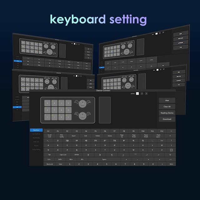 Alt view image 6 of 7 - Macro Pad Macro Keyboard Programmable Keypad Customized 12-Key Mini Mechanical Gaming Keyboard One Handed Keyboard RGB OSU Micro Keyboard Macropad Knob Wireless Receiver&Type C 1m Cable(Black)