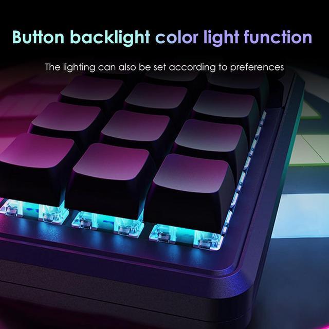 Alt view image 7 of 7 - Macro Pad Macro Keyboard Programmable Keypad Customized 12-Key Mini Mechanical Gaming Keyboard One Handed Keyboard RGB OSU Micro Keyboard Macropad Knob Wireless Receiver&Type C 1m Cable(Black)