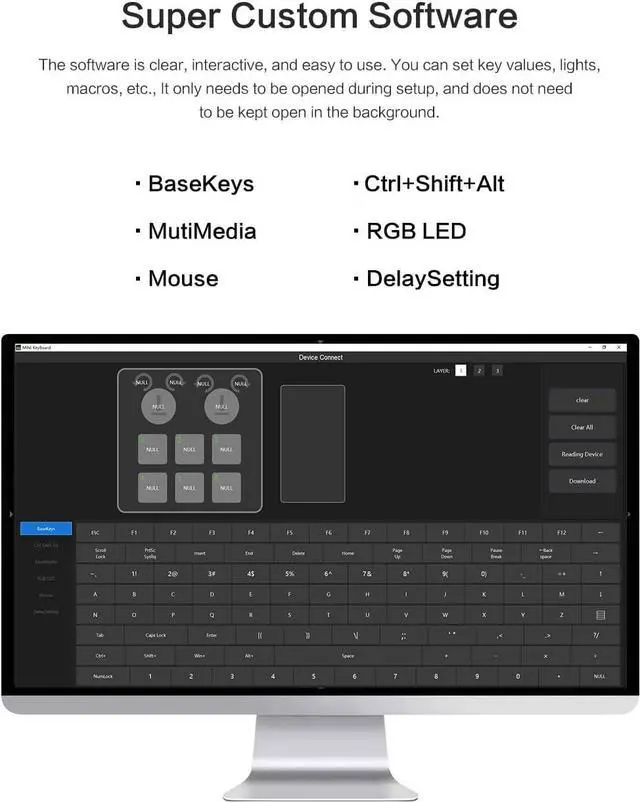 Alt view image 2 of 7 - 6 Key 2 Knob Macro Keyboard Programmable Wired/Bluetooth /2.4G Receiver 400mAh One Handed Gaming Keyboard With Software Macro Keyboard with macro Keys ,Hot-Swap Switch RGB For Photoshop,Gaming