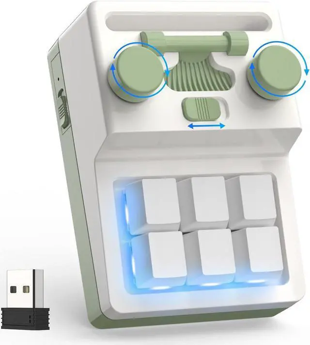 Main image of 6 Key 2 Knob Macro Keyboard Programmable Wired/Bluetooth /2.4G Receiver 400mAh One Handed Gaming Keyboard With Software Macro Keyboard with macro Keys ,Hot-Swap Switch RGB For Photoshop,Gaming