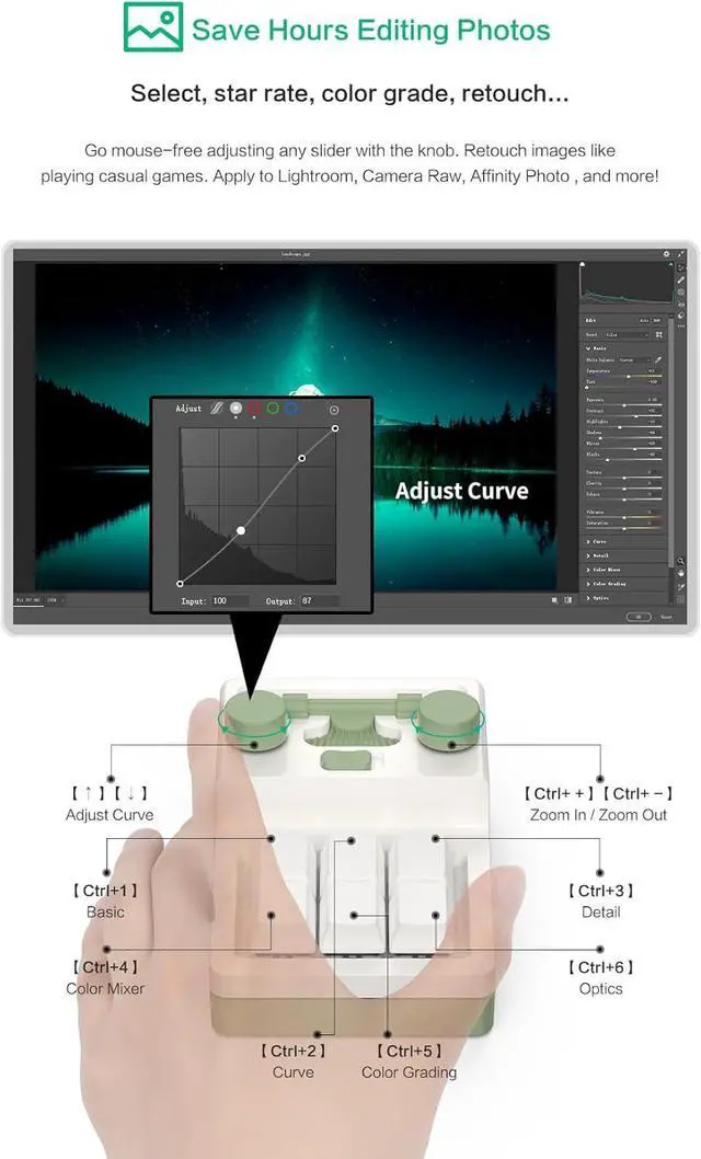 Alt view image 5 of 7 - 6 Key 2 Knob Macro Keyboard Programmable Wired/Bluetooth /2.4G Receiver 400mAh One Handed Gaming Keyboard With Software Macro Keyboard with macro Keys ,Hot-Swap Switch RGB For Photoshop,Gaming