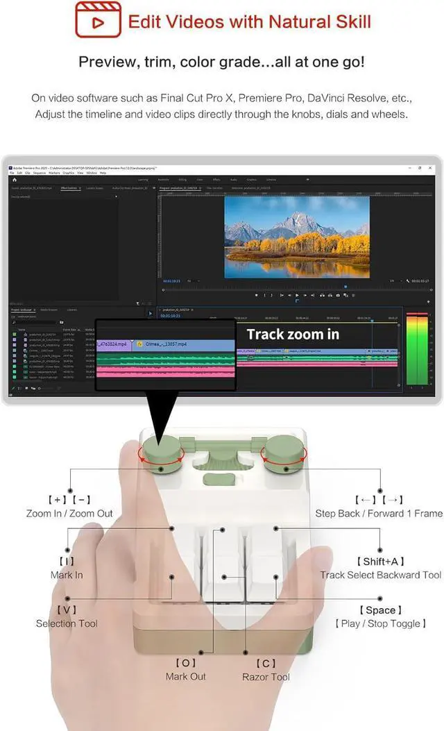 Alt view image 6 of 7 - 6 Key 2 Knob Macro Keyboard Programmable Wired/Bluetooth /2.4G Receiver 400mAh One Handed Gaming Keyboard With Software Macro Keyboard with macro Keys ,Hot-Swap Switch RGB For Photoshop,Gaming