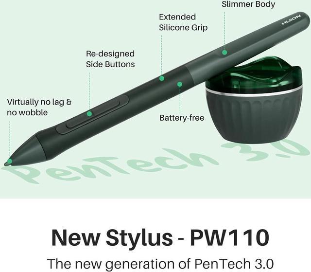 Alt view image 2 of 7 - Inspiroy 2 Medium Drawing Tablet with Scroll Wheel 8 Customized Keys Battery-Free Stylus for Digital Art, Design, Sketch, 9x5inch Graphics Tablet Works with Mac, PC & Mobile, Green