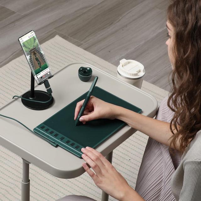 Alt view image 5 of 7 - Inspiroy 2 Medium Drawing Tablet with Scroll Wheel 8 Customized Keys Battery-Free Stylus for Digital Art, Design, Sketch, 9x5inch Graphics Tablet Works with Mac, PC & Mobile, Green
