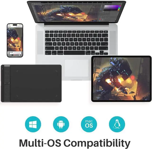 Alt view image 5 of 7 - Drawing Tablet Inspiroy 2 Small, Digital Art Tablet with Scroll Wheel, 6 Hotkeys, Battery-Free Stylus, Graphics Tablet for Drawing, Design, Writing, Work with PC, Mac & Android, Black