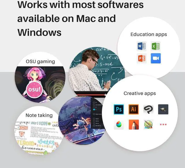 Alt view image 7 of 7 - Drawing Tablet Inspiroy 2 Small, Digital Art Tablet with Scroll Wheel, 6 Hotkeys, Battery-Free Stylus, Graphics Tablet for Drawing, Design, Writing, Work with PC, Mac & Android, Black