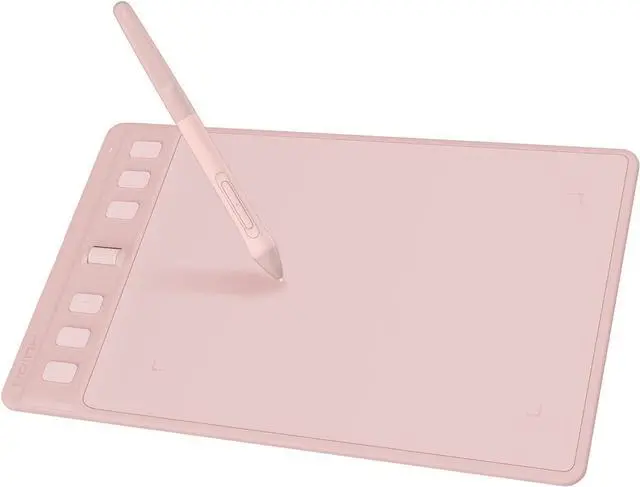 Main image of Inspiroy 2 Small Drawing Tablet, Digital Art Tablet with Scroll Wheel, 6 Hot Keys, Battery-Free Stylus, Pink Graphics Tablet for Drawing, Design, Writing, Work with PC, Mac & Android Pink