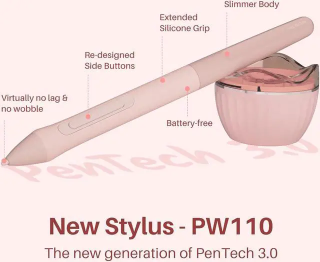 Alt view image 2 of 7 - Inspiroy 2 Small Drawing Tablet, Digital Art Tablet with Scroll Wheel, 6 Hot Keys, Battery-Free Stylus, Pink Graphics Tablet for Drawing, Design, Writing, Work with PC, Mac & Android Pink