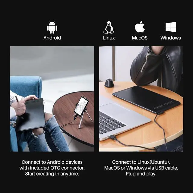 Alt view image 6 of 7 - Inspiroy H640P Drawing Tablet, 6x4 inch Art Tablet with Battery-Free Stylus, 8192 Pen Pressure, 6 Hot Keys, Graphics Tablet for Drawing, Writing, Design, Teaching, Work with Mac, PC & Mobile