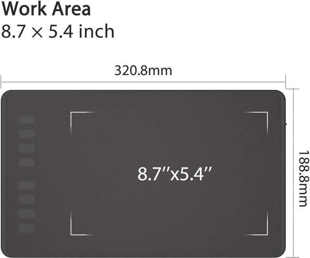 Alt view image 5 of 7 - Inspiroy H950P Drawing Tablet, 8x5 inch Digital Art Tablet with Battery-Free Stylus, 8192 Pen Pressure, Tilt, 8 Hot Keys, Graphic Tablet for Design, Writing, OSU, Work with Mac, PC, Mobile