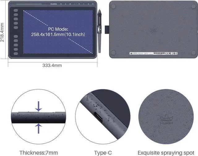 Alt view image 4 of 7 - HS611 Graphics Drawing Tablet Android Support Digital Art Tablet with Battery-Free Stylus 8192 Pen Pressure Tilt 8 Multimedia Keys 10 Hot Keys and Touch Ring, 10x6 inch Drawing Pad,  Gray