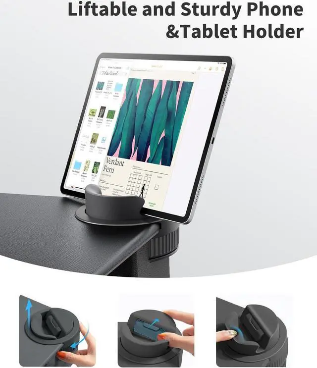 Alt view image 2 of 7 - Laptop Lap Desk - Fits Up to 17" Laptop,Lightweight Lap Tray Table with Soft Leather Wrist Pad, External Monitor Holder, Laptop Lap Desk with Cushion for Home Office/Gaming On Couch