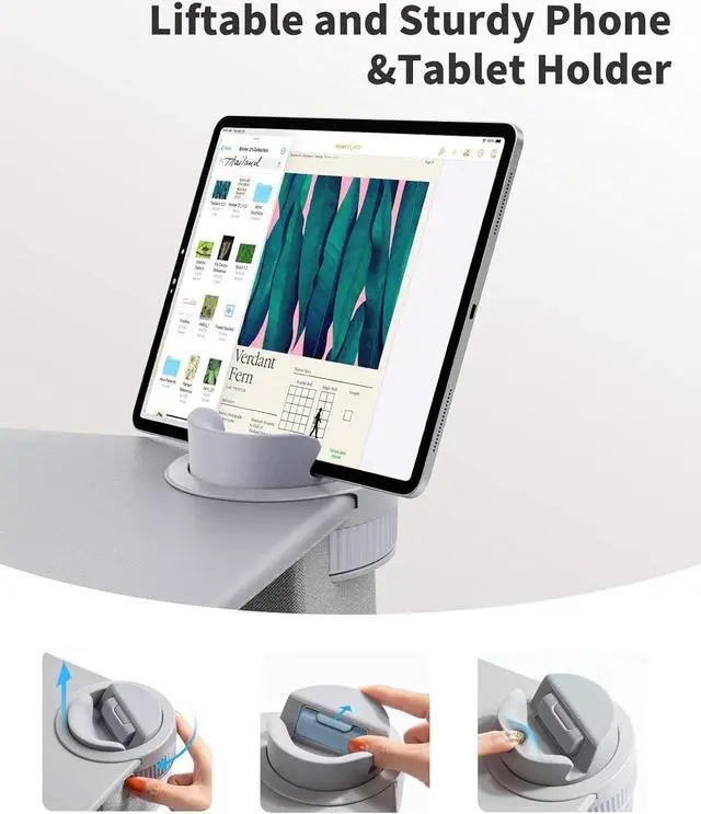 Alt view image 3 of 7 - Gray ,Laptop Lap Desk for BedFits Up to 17" Laptop & MacBook,Lightweight Tray Table with Soft Leather Wrist Pad,Sturdy Phone/Tablet Holder,Laptop Stand with Cushion for Home Office/Gaming On Couch