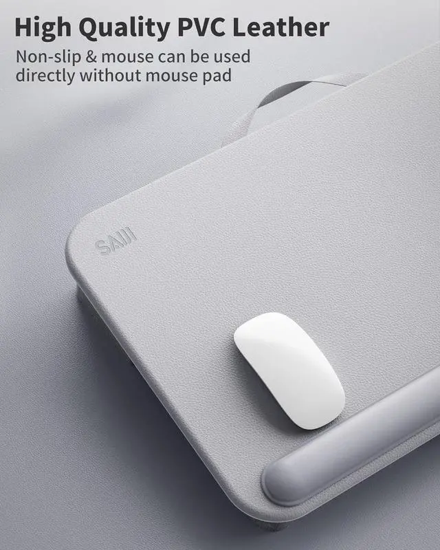 Alt view image 4 of 7 - Gray ,Laptop Lap Desk for BedFits Up to 17" Laptop & MacBook,Lightweight Tray Table with Soft Leather Wrist Pad,Sturdy Phone/Tablet Holder,Laptop Stand with Cushion for Home Office/Gaming On Couch