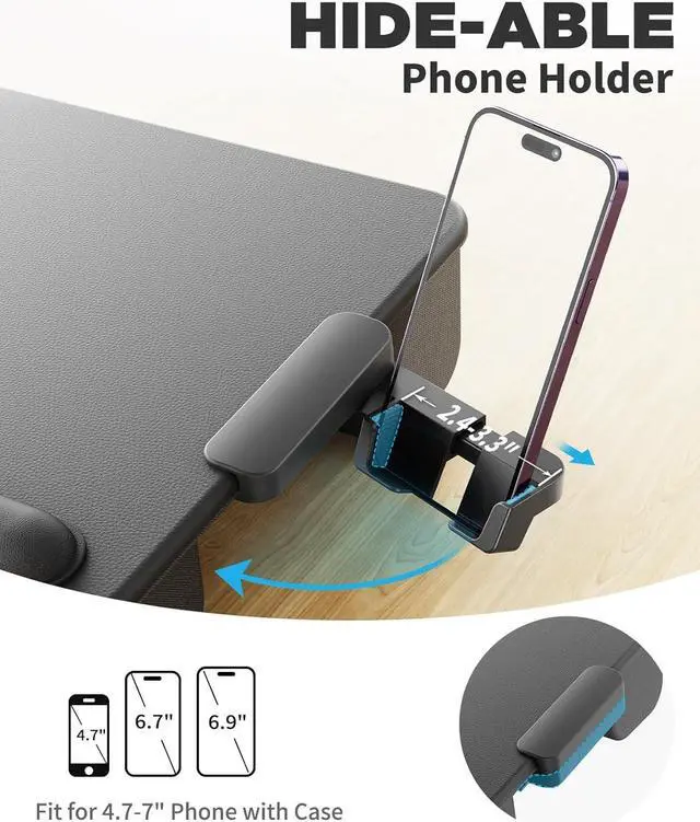 Alt view image 4 of 7 - Laptop Lap Desk, Portable Laptop Desk for Bed - Fits Up to 17" Laptop & MacBook,Lightweight Lap Tray Table with Storage Drawer, Lap Desk with Cushion, Laptop Desk for Couch & Bed