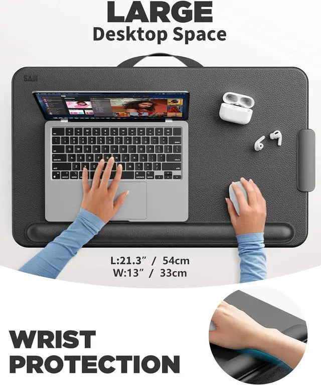 Alt view image 2 of 7 - Laptop Lap Desk, Portable Laptop Desk for Bed - Fits Up to 17" Laptop & MacBook,Lightweight Lap Tray Table with Storage Drawer, Lap Desk with Cushion, Laptop Desk for Couch & Bed