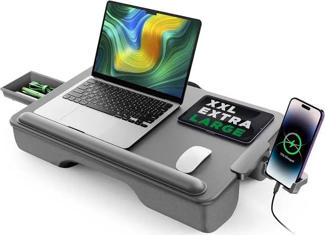 Main image of Gray,Laptop Lap Desk, Portable Laptop Desk for Bed - Fits Up to 17" Laptop & MacBook,Lightweight Tray Table with Storage Drawer, Lap Desk with Cushion, Lap Computer Desk for Laptop
