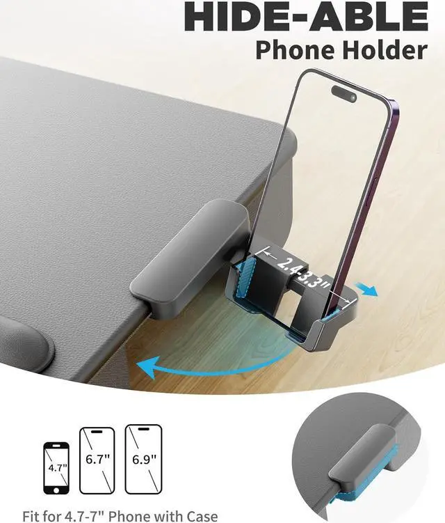 Alt view image 3 of 7 - Gray,Laptop Lap Desk, Portable Laptop Desk for Bed - Fits Up to 17" Laptop & MacBook,Lightweight Tray Table with Storage Drawer, Lap Desk with Cushion, Lap Computer Desk for Laptop