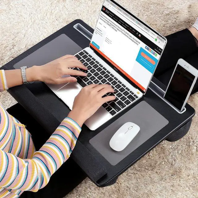 Alt view image 2 of 6 - Extra Large Lap Laptop Desk- Home Office Portable LapDesk with Mouse Pad & Wrist Rest for Notebook/MacBook/Tablet, Sofa Bed Working, Writing, Drawing (Carbon Black, Fit Up to 17-inch Laptops)