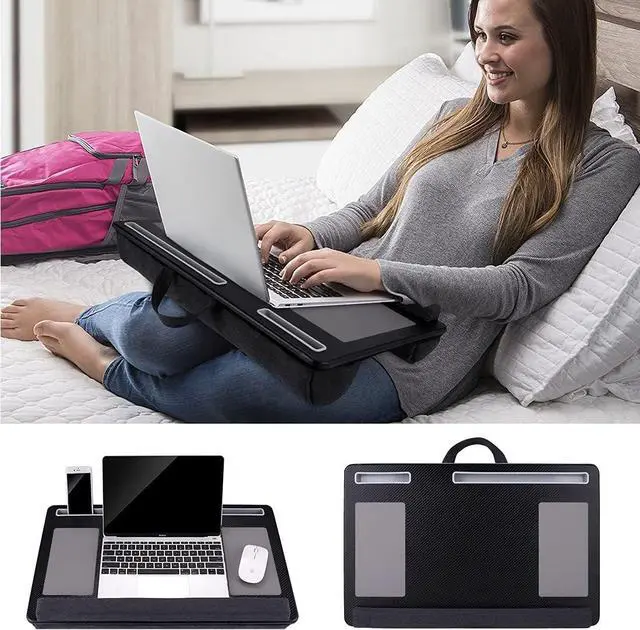 Alt view image 5 of 6 - Extra Large Lap Laptop Desk- Home Office Portable LapDesk with Mouse Pad & Wrist Rest for Notebook/MacBook/Tablet, Sofa Bed Working, Writing, Drawing (Carbon Black, Fit Up to 17-inch Laptops)