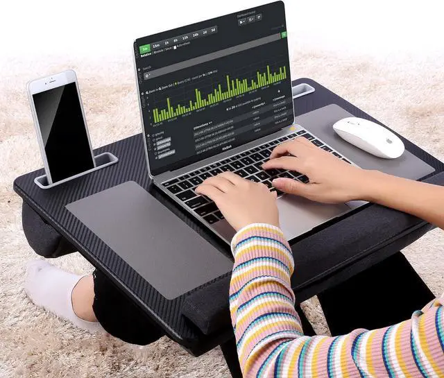 Alt view image 6 of 6 - Extra Large Lap Laptop Desk- Home Office Portable LapDesk with Mouse Pad & Wrist Rest for Notebook/MacBook/Tablet, Sofa Bed Working, Writing, Drawing (Carbon Black, Fit Up to 17-inch Laptops)