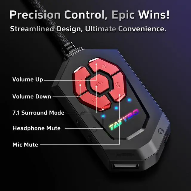 Alt view image 5 of 7 - PC Gaming Headset with Mic for PS5 PS4 Xbox, USB Headset with 7.1 Surround Sound, Wired 3.5mm Headphones, RGB