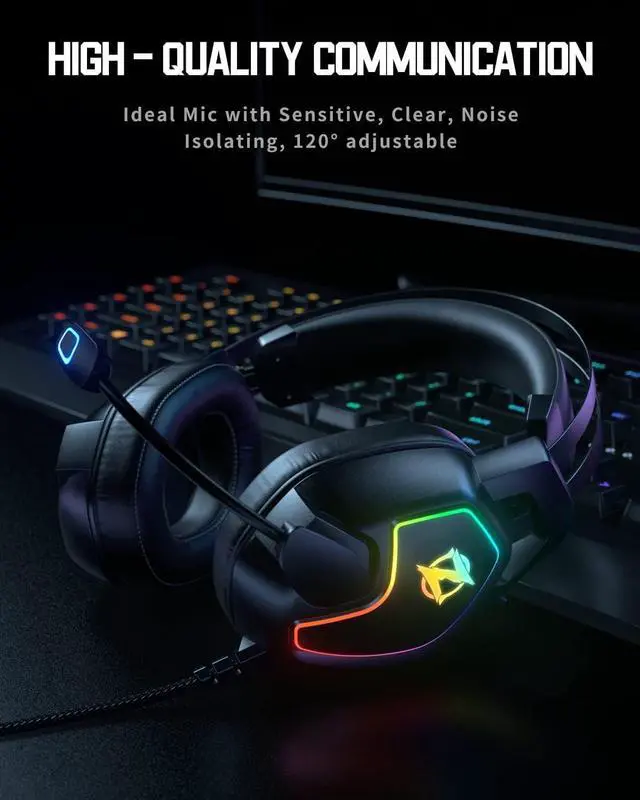 Alt view image 6 of 7 - Gaming Headset for Xbox One Series X/S Ps5, Ps4, PC Switch, Noise Canceling Headphones with Microphone, 3.5mm Audio Jack, Auto-Adjust Headband
