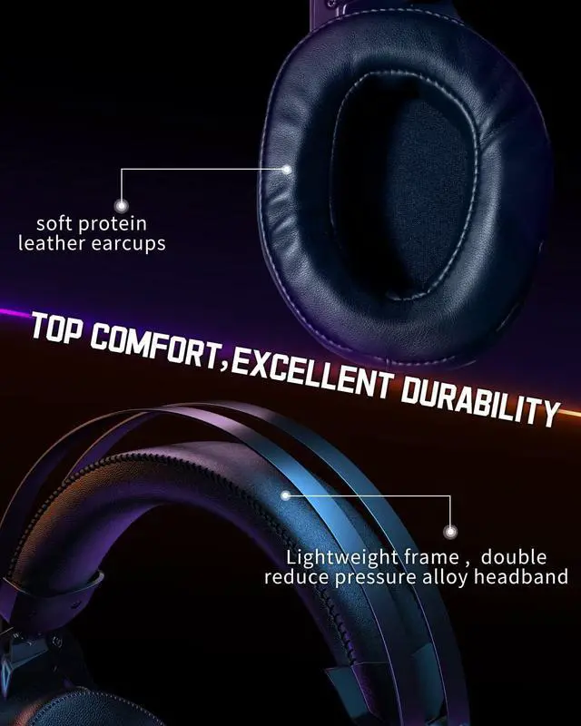 Alt view image 5 of 7 - Gaming Headset for Xbox One Series X/S Ps5, Ps4, PC Switch, Noise Canceling Headphones with Microphone, 3.5mm Audio Jack, Auto-Adjust Headband