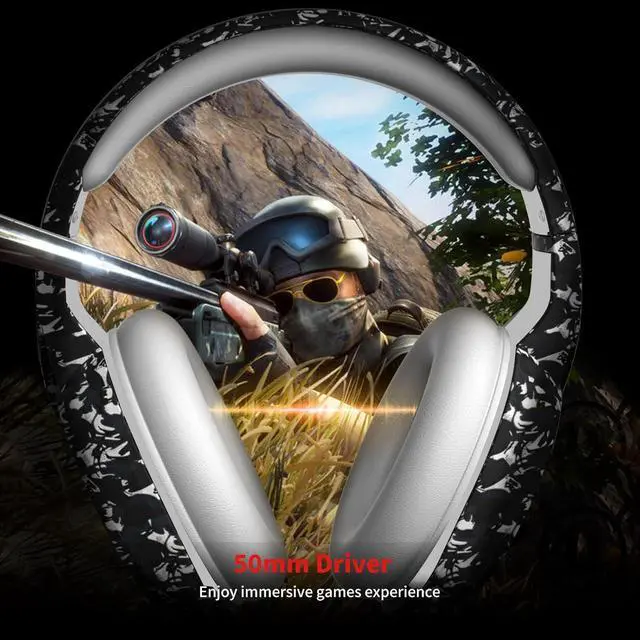 Alt view image 2 of 7 - Camo Gaming Headset for PS4, PS5, Xbox One, PC, Laptop, Mac, Switch, 3.5MM Wired Gaming Headphones with Microphone, Bass Surround, LED Light, Camouflage