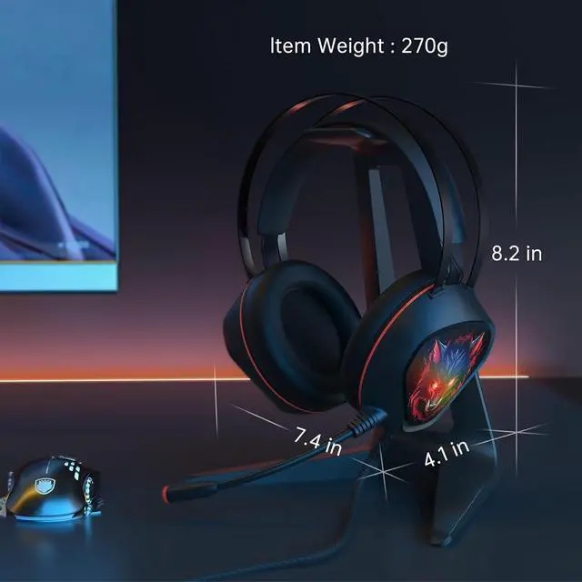 Alt view image 2 of 7 - Gaming Headset for Xbox Series X/S, Xbox One, PS5, PS4, PC with 7.1 Surround Sound, Wired Gaming Headphone with Noise Cancelling Mic, Dynamic RGB Light for Xbox Controller, Switch (BlackRed)