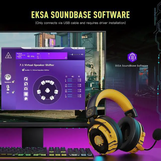 Alt view image 6 of 7 - USB Gaming Headset for PC - Computer Headset with Detachable Noise Cancelling Mic, 7.1 Surround Sound, 50MM Driver - Headphones with Microphone for PS4/PS5, Xbox One, Laptop, Gamer