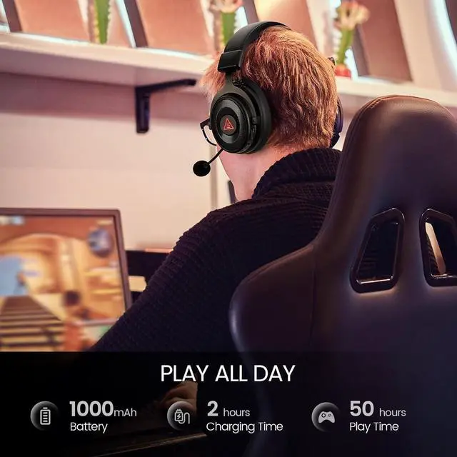 Alt view image 7 of 7 - USB Gaming Headset for PC - Computer Headset with Detachable Noise Cancelling Mic, 7.1 Surround Sound, 50MM Driver - Headphones with Microphone for PS4/PS5, Xbox One, Laptop, Office (Wireless)