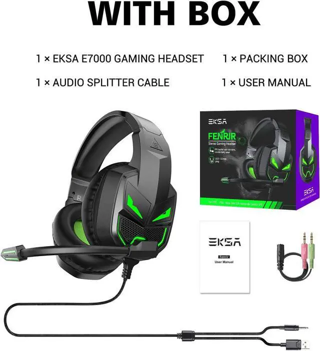 Alt view image 7 of 7 - Fenrir S Gaming Headset with Microphone, Noise Cancelling Mic, Comfortable Ear Pads, 50 mm Drivers, RGB Light, One Key Control, Gaming Headphones for PC, Xbox, PS4, PS5, Switch, Controller