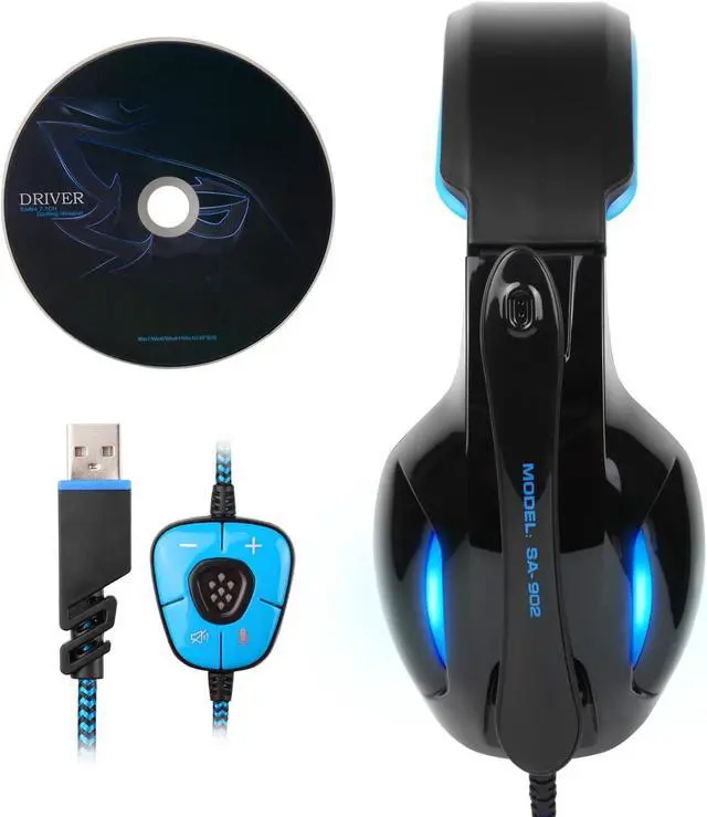 Alt view image 3 of 5 - SA902 7.1 USB Surround Sound PC Headsets Over-Ear Gaming Headphones with Microphone LED Light