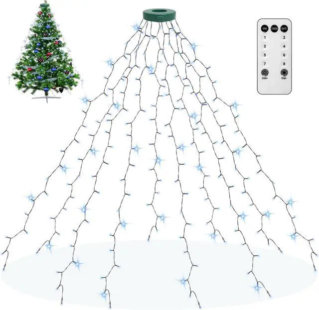 Main image of Christmas Tree Lights String, 200LED Christmas Lights for Tree with 8 Light Modes & Memory Function, 5FT x 10 String Lights with Timing & Remote Control for Christmas Holiday Decorations - Cold White