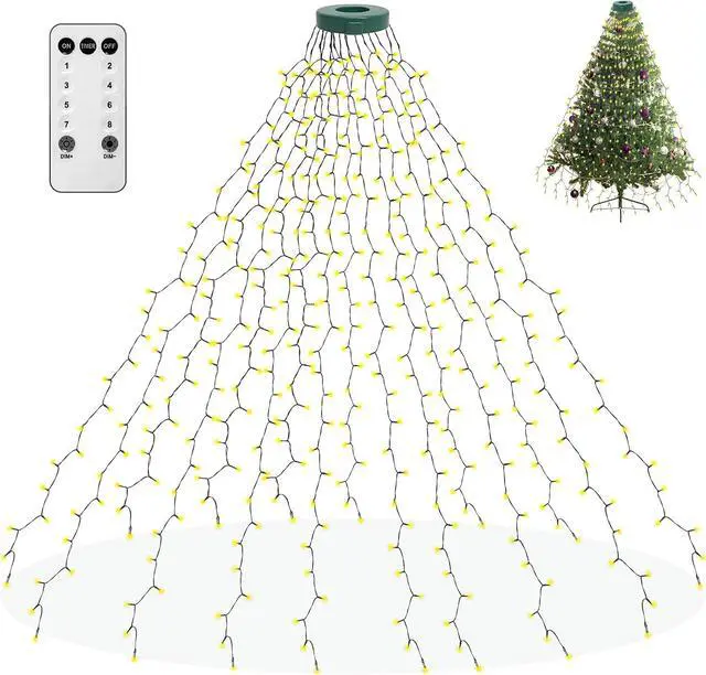 Main image of Christmas Tree Lights, 400 LED Christmas Lights with 8 Light Modes & Memory Function, 6.6FT x 16 String Lights with Timing Function & Remote Control for Christmas Decorations - Warm White