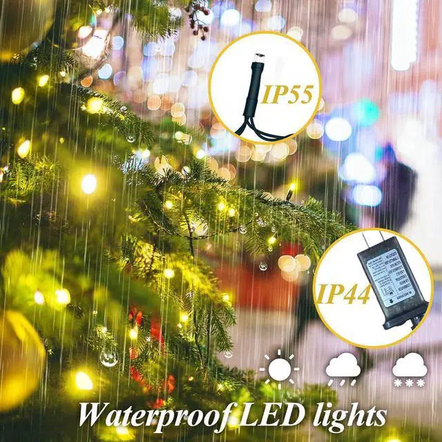 Alt view image 5 of 7 - Christmas Tree Lights, 400 LED Christmas Lights with 8 Light Modes & Memory Function, 6.6FT x 16 String Lights with Timing Function & Remote Control for Christmas Decorations - Warm White