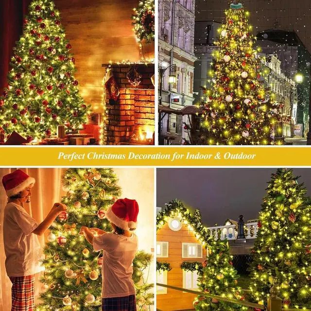 Alt view image 6 of 7 - Christmas Tree Lights, 400 LED Christmas Lights with 8 Light Modes & Memory Function, 6.6FT x 16 String Lights with Timing Function & Remote Control for Christmas Decorations - Warm White