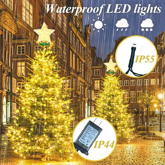 Alt view image 4 of 7 - Christmas Tree Lights with Star Toppers,  410 LED Christmas Lights with 8 Modes & Memory Function, 6.6FT x 16 String Lights with Remote Control & Timing for Christmas Ornaments - Warm White