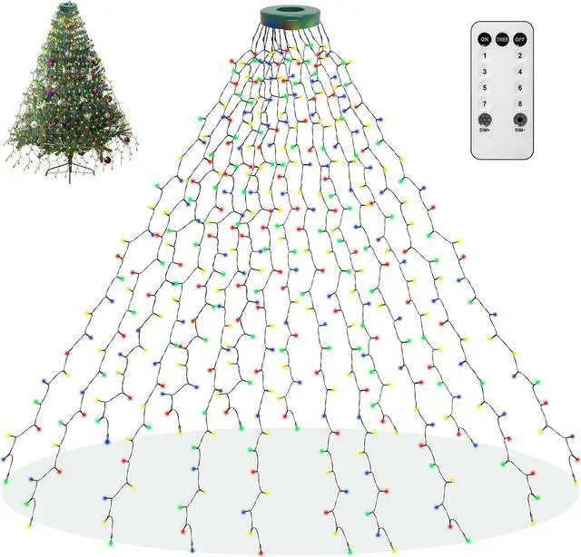 Main image of 400 LED Christmas Tree Lights, Christmas Lights with 8 Light Modes & Memory Function, 6.6FT x 16 String Lights with Timing Function & Remote Control for Christmas Ornaments - Multicolor
