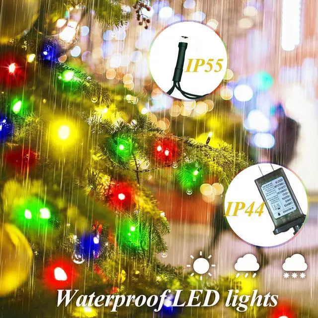 Alt view image 6 of 7 - 400 LED Christmas Tree Lights, Christmas Lights with 8 Light Modes & Memory Function, 6.6FT x 16 String Lights with Timing Function & Remote Control for Christmas Ornaments - Multicolor