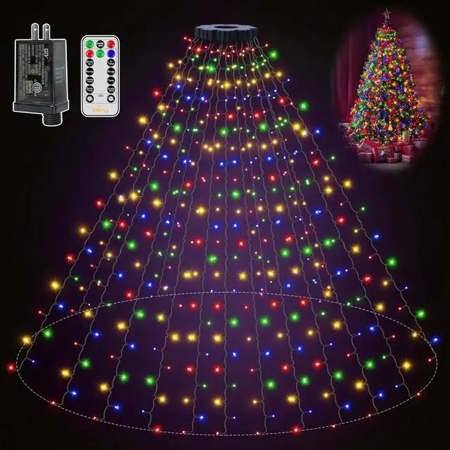 Main image of Christmas Tree Lights 400LED 8.2ft*16 strings with Ring, 8 Lighting Modes 3 Timers Dimmable Christmas Lights Indoor with Remote, Waterproof Outdoor Christmas Lights for Xmas Decor (Multicolored)